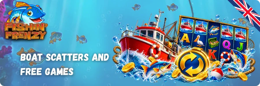 Boat Scatters Triggering Free Games in the Demo Fishing Frenzy Slot